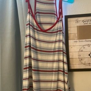 Red white blue tie strap tank